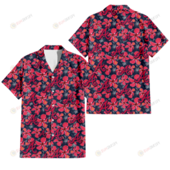 Atlanta Braves Red Hibiscus Dark Gray Background 3D Hawaiian Shirt