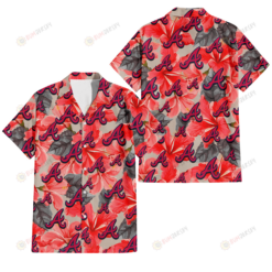 Atlanta Braves Red Hibiscus Gray Leaf Gainsboro Background 3D Hawaiian Shirt