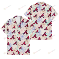 Atlanta Braves Sketch Pastel Hibiscus Beige Background 3D Hawaiian Shirt