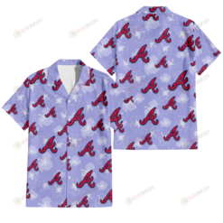 Atlanta Braves Sketch White Hibiscus Violet Background 3D Hawaiian Shirt