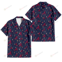 Atlanta Braves Small Hibiscus Buds Navy Background 3D Hawaiian Shirt