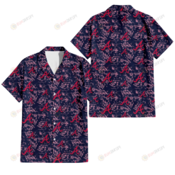 Atlanta Braves Thistle Sketch Hibiscus Dark Slate Blue Background 3D Hawaiian Shirt