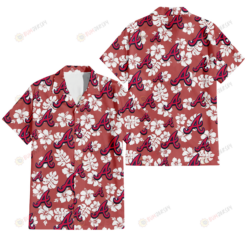 Atlanta Braves White Hibiscus Indian Red Background 3D Hawaiian Shirt