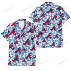 Atlanta Braves White Hibiscus Light Blue Texture Background 3D Hawaiian Shirt