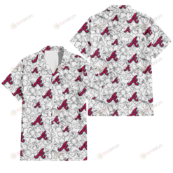 Atlanta Braves White Sketch Hibiscus Pattern White Background 3D Hawaiian Shirt
