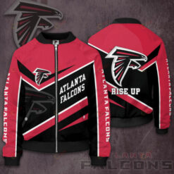 Atlanta Falcons 3D Logo Pattern Bomber Jacket - Red And Black