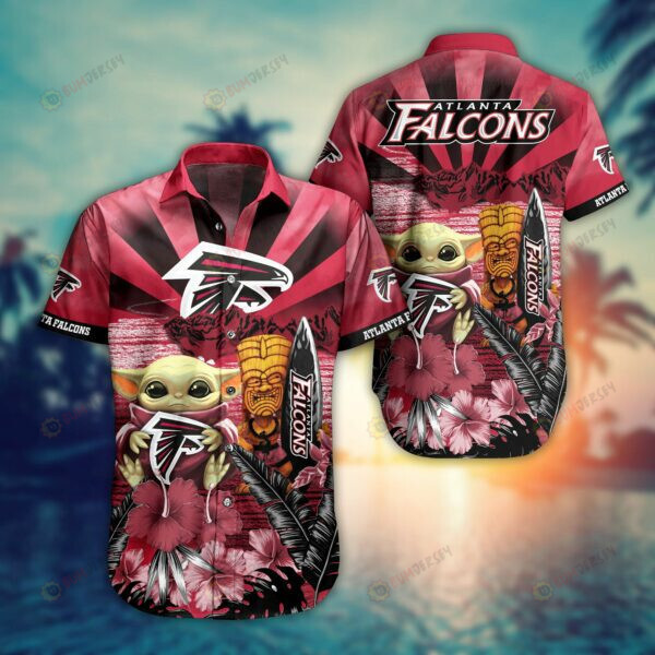 Atlanta Falcons Baby Yoda Hug Falcons ??3D Printed Hawaiian Shirt