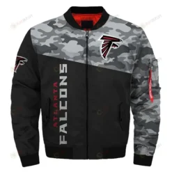 Atlanta Falcons Camo Pattern Bomber Jacket - Black And Gray