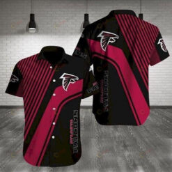 Atlanta Falcons Curved Hawaiian Shirt Black Purple