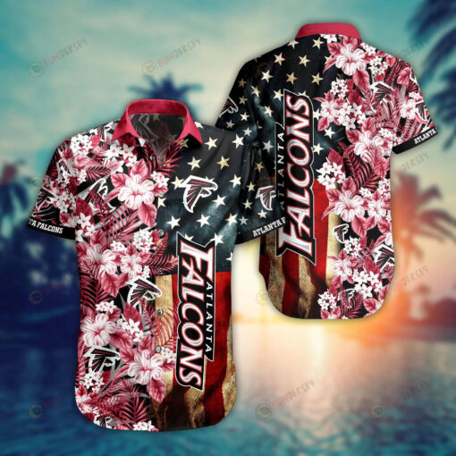 Atlanta Falcons Curved Hawaiian Shirt Flag Flower