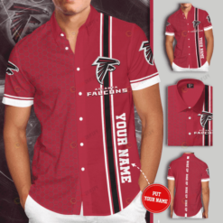 Atlanta Falcons Custom Name Curved Hawaiian Shirt In Red