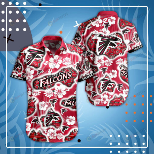 Atlanta Falcons Flower Pattern ??3D Printed Hawaiian Shirt Set