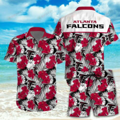 Atlanta Falcons Hibiscus Curved Hawaiian Shirt Set Trendy