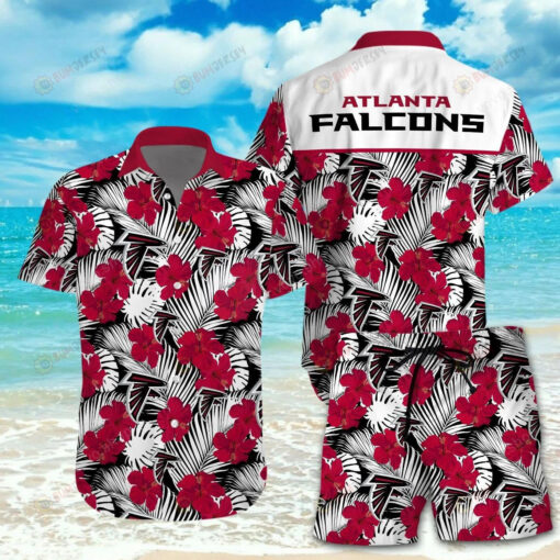 Atlanta Falcons Hibiscus Curved Hawaiian Shirt Set Trendy