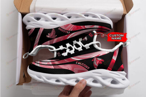 Atlanta Falcons Logo Color Stripe Pattern Custom Name 3D Max Soul Sneaker Shoes