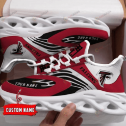 Atlanta Falcons Logo Custom Name 3D Max Soul Sneaker Shoes In Red Gray