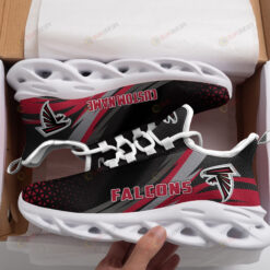 Atlanta Falcons Logo Custom Name Pattern 3D Max Soul Sneaker Shoes In Black