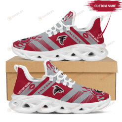 Atlanta Falcons Logo Custom Name Pattern 3D Max Soul Sneaker Shoes In Gray And Red