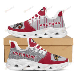 Atlanta Falcons Logo Custom Name Pattern 3D Max Soul Sneaker Shoes In Red And Gray