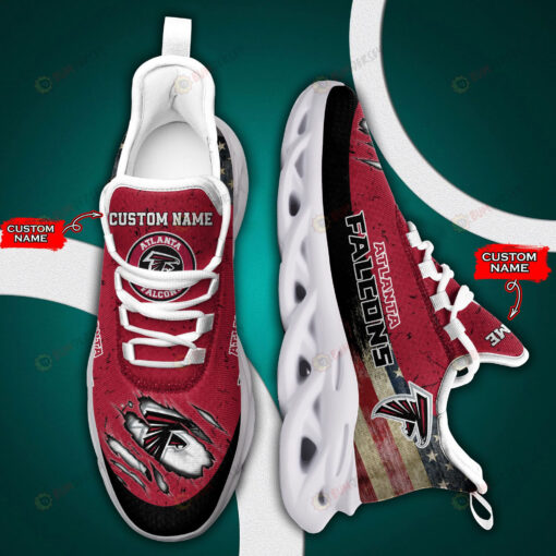 Atlanta Falcons Logo Flag Pattern Custom Name 3D Max Soul Sneaker Shoes