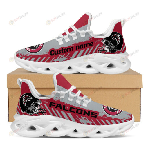 Atlanta Falcons Logo Helmet And Stripe Pattern Custom Name 3D Max Soul Sneaker Shoes