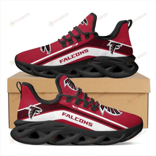 Atlanta Falcons Logo Pattern 3D Max Soul Sneaker Shoes In Red White