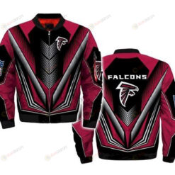 Atlanta Falcons Logo Pattern Bomber Jacket - Red And Black