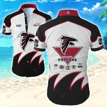 Atlanta Falcons Logo Pattern Curved Hawaiian Shirt In White & Black