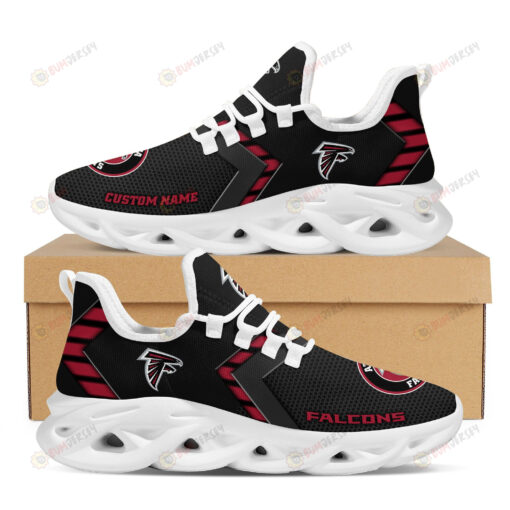 Atlanta Falcons Logo Pattern Custom Name 3D Max Soul Sneaker Shoes In Black