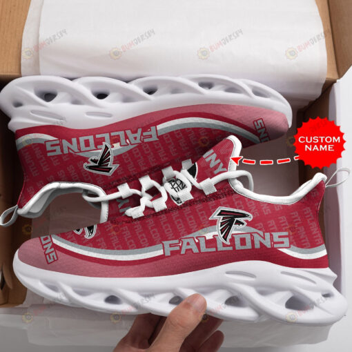 Atlanta Falcons Logo Pattern Custom Name 3D Max Soul Sneaker Shoes In Dark Red