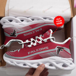 Atlanta Falcons Logo Pattern Custom Name 3D Max Soul Sneaker Shoes In Red And Gray