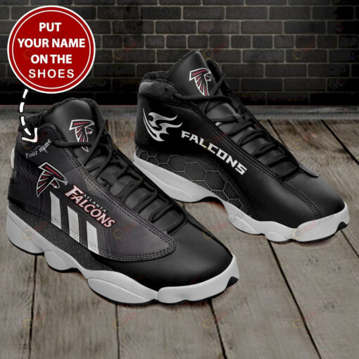 Atlanta Falcons Logo Pattern Custom Name Air Jordan 13 Shoes Sneakers In Black