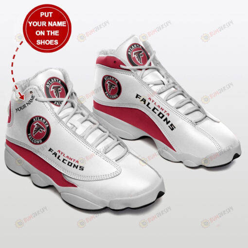 Atlanta Falcons Logo Pattern Custom Name Air Jordan 13 Shoes Sneakers In White Red