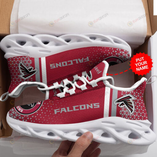 Atlanta Falcons Logo Triangle Pattern Custom Name 3D Max Soul Sneaker Shoes