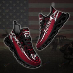 Atlanta Falcons Logo White Curve Custom Name 3D Max Soul Sneaker Shoes In Red