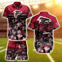 Atlanta Falcons Logo and Flower Red ??3D Printed Hawaiian Shirt