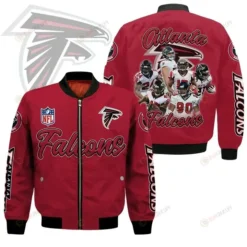 Atlanta Falcons Players Logo Pattern Bomber Jacket - Red