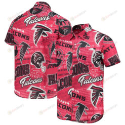 Atlanta Falcons Red Thematic Button-Up Hawaiian Shirt