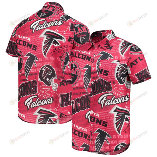 Atlanta Falcons Red Thematic Button-Up Hawaiian Shirt