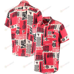 Atlanta Falcons Red/Tan Tiki Floral Button-Up Woven Hawaiian Shirt