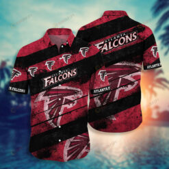 Atlanta Falcons Striped Black ??3D Printed Hawaiian Shirt