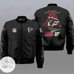 Atlanta Falcons Team Logo Pattern Bomber Jacket - Black