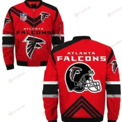 Atlanta Falcons Team Logo Pattern Bomber Jacket - Red And Black