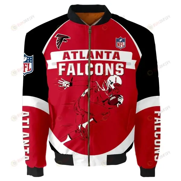 Atlanta Falcons Team Logo Pattern Bomber Jacket - Red