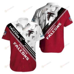 Atlanta Falcons White Red Pattern Short Sleeve Curved Hawaiian Shirt