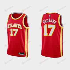 Atlanta Hawks 17 Onyeka Okongwu 2022-23 Icon Edition Red Men Jersey