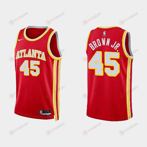 Atlanta Hawks 45 Chaundee Brown Jr. 2022-23 Icon Edition Red Men Jersey