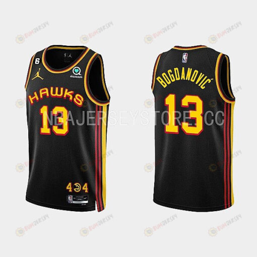 Atlanta Hawks Bogdan Bogdanovic 13 Black 2022-23 Statement Edition Men Jersey