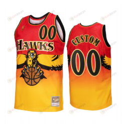 Atlanta Hawks Custom 00 Gold Red Fadeaway Men Jersey Hardwood Classics