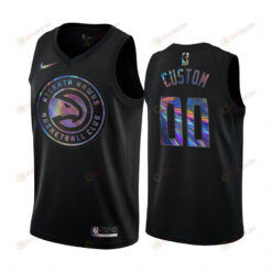 Atlanta Hawks Custom 00 Jersey Iridescent Holographic Black Limited Edition